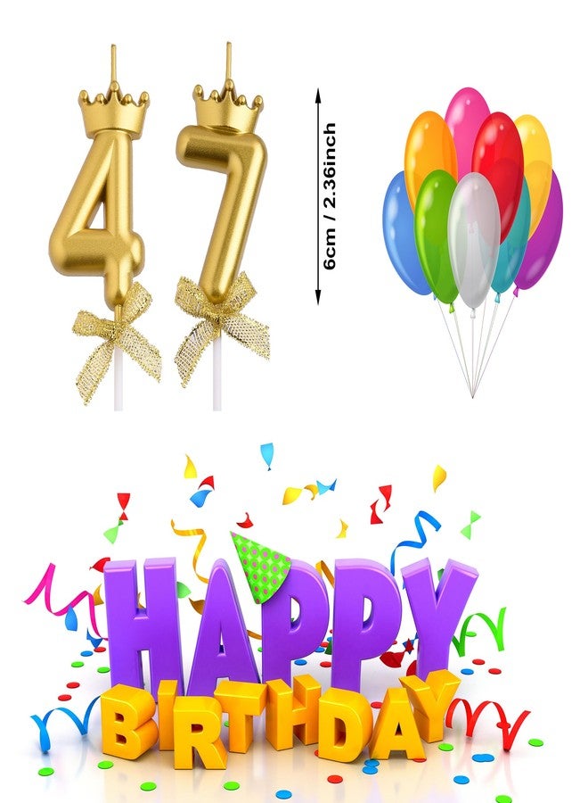 VSHILI 47th 74th Birthday Candles, Gold 74 47 Year Old Number Birthday Candles, Happy Birthday Party Cake Topper Decoration Gifts for Women Men - Image 2